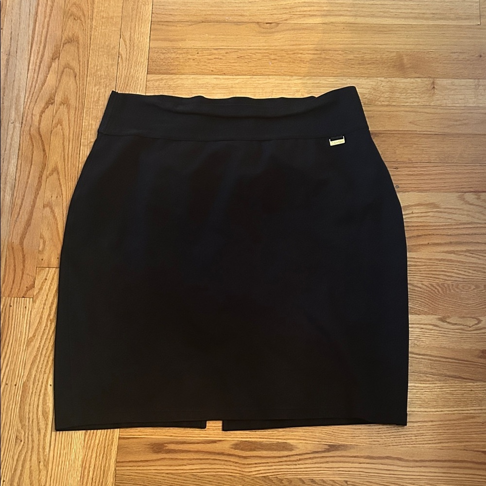 Calvin Klein Black Pencil Skirt with Logo Plaque